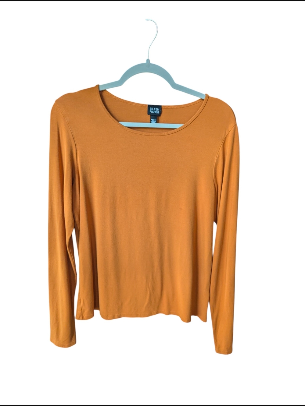 Eileen Fisher Scoop Neck Long-Sleeve Top Burnt Orange Viscose